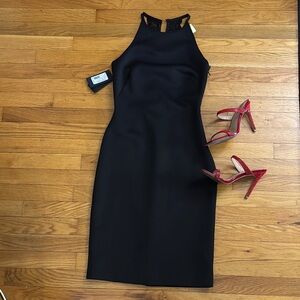 Marciano Black Halter Sheath Midi Dress